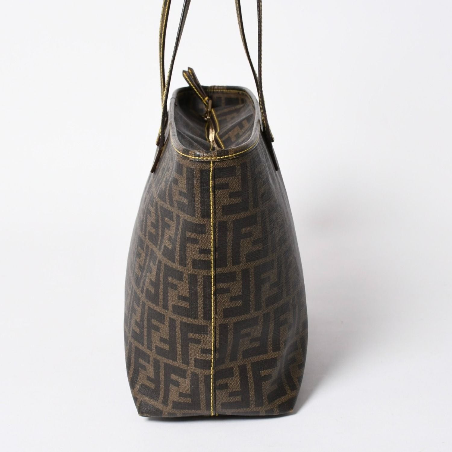 Fendi Zucca Pattern Tote Bag Brown Yellow Gold — view 4