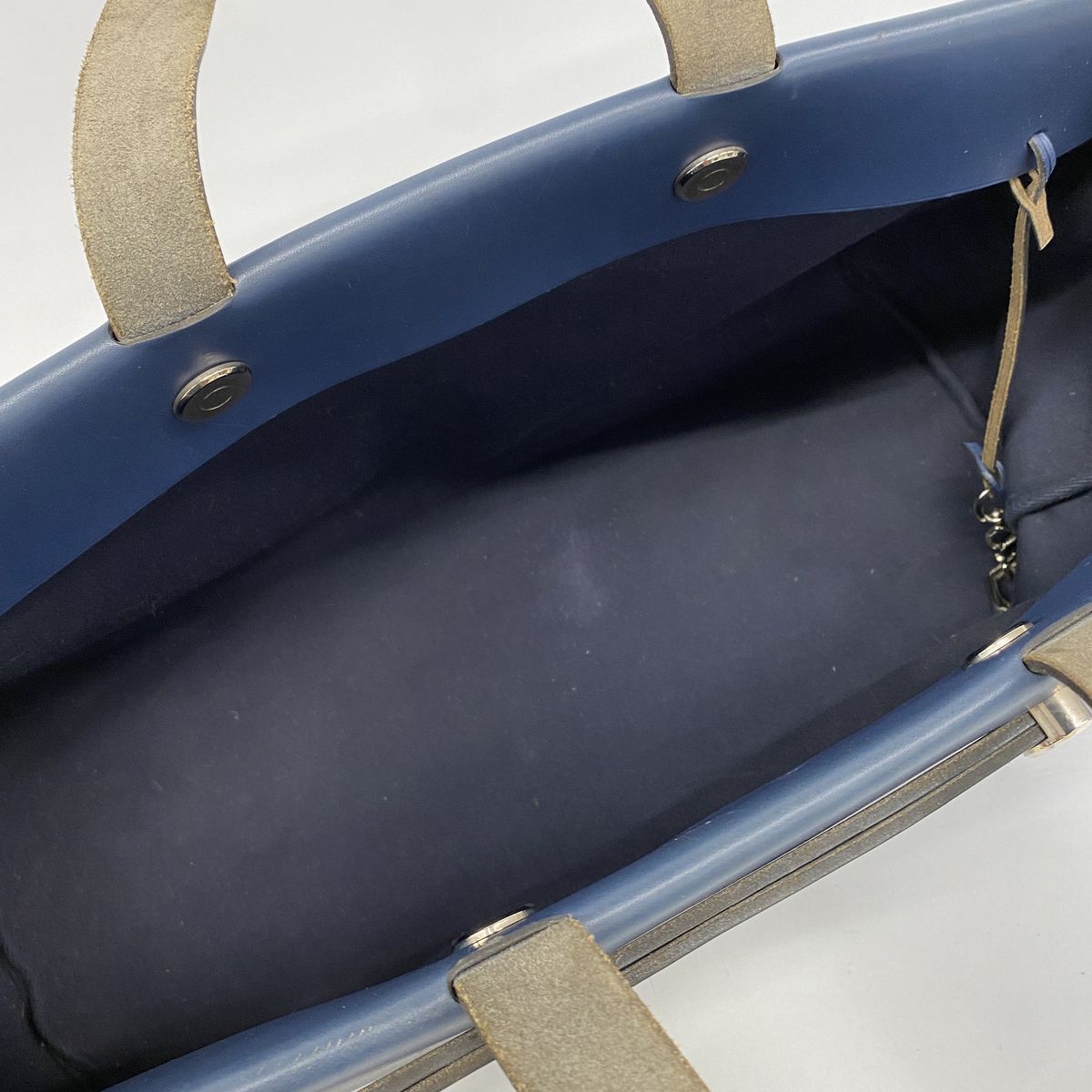Hermes Tote Bag Herbag Cabas Toile H Navy Silver — view 4