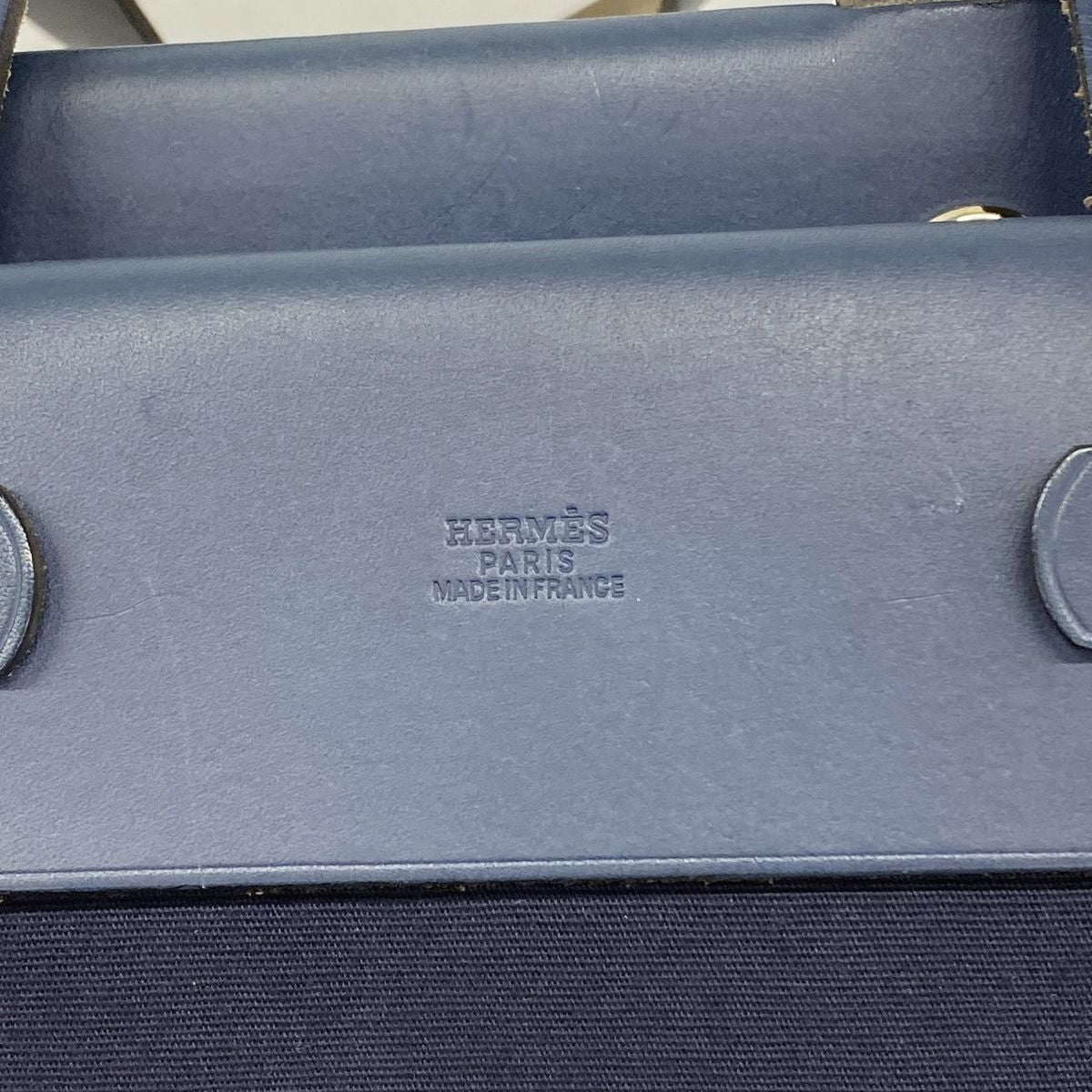 Hermes Tote Bag Herbag Cabas Toile H Navy Silver — view 5