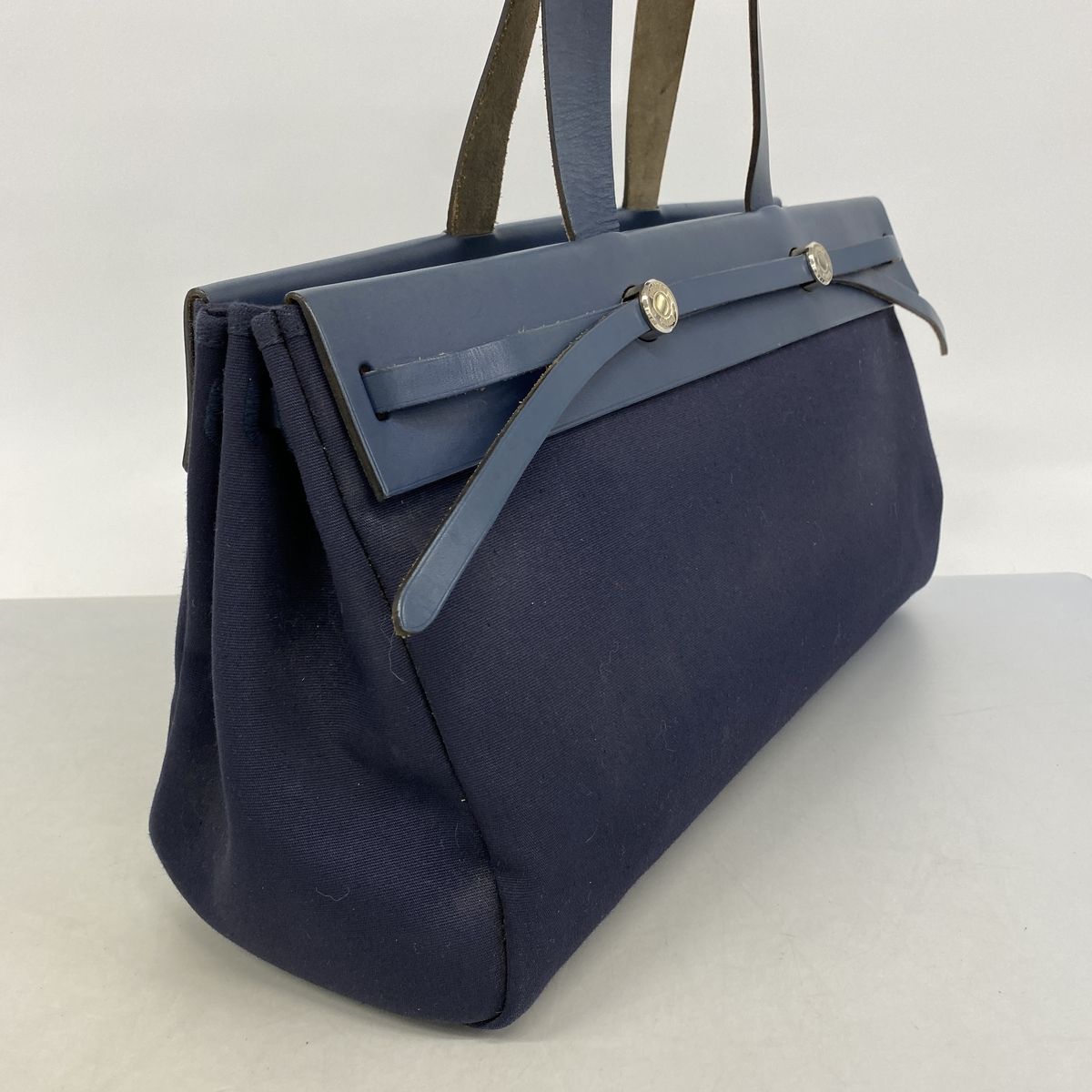 Hermes Tote Bag Herbag Cabas Toile H Navy Silver — view 2