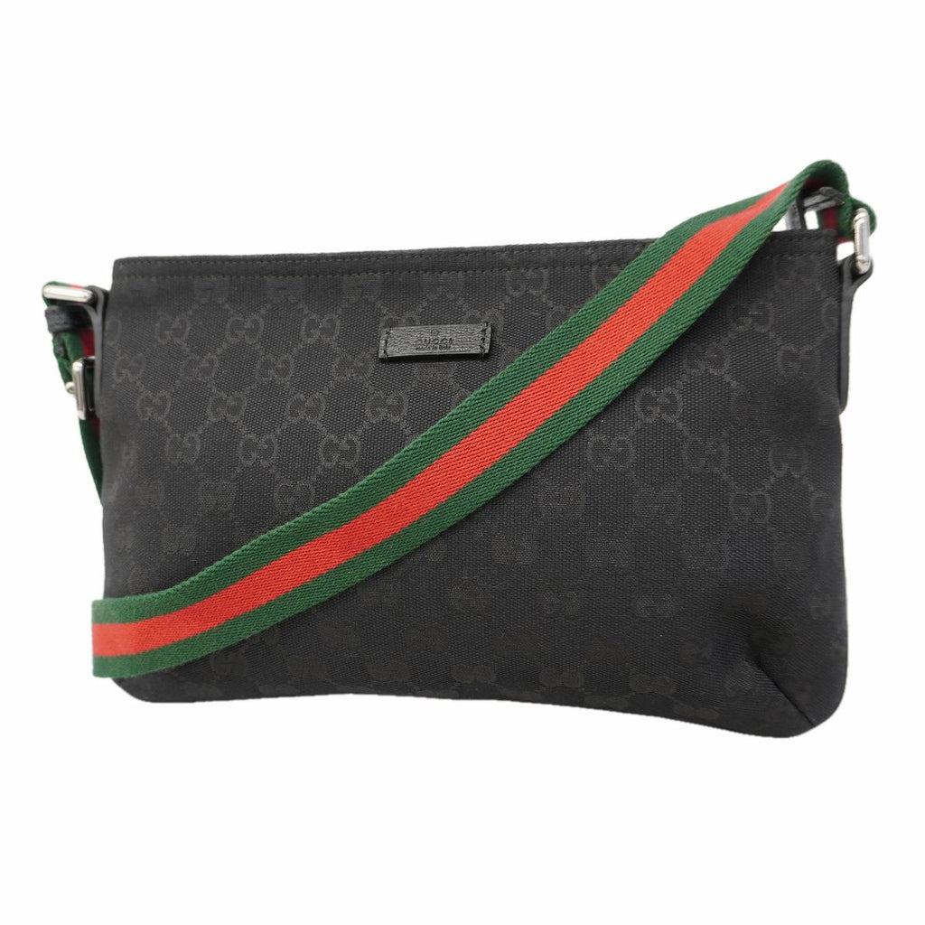 Gucci Shoulder Bag GG Canvas Black Silver