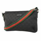 Gucci Shoulder Bag GG Canvas Black Silver