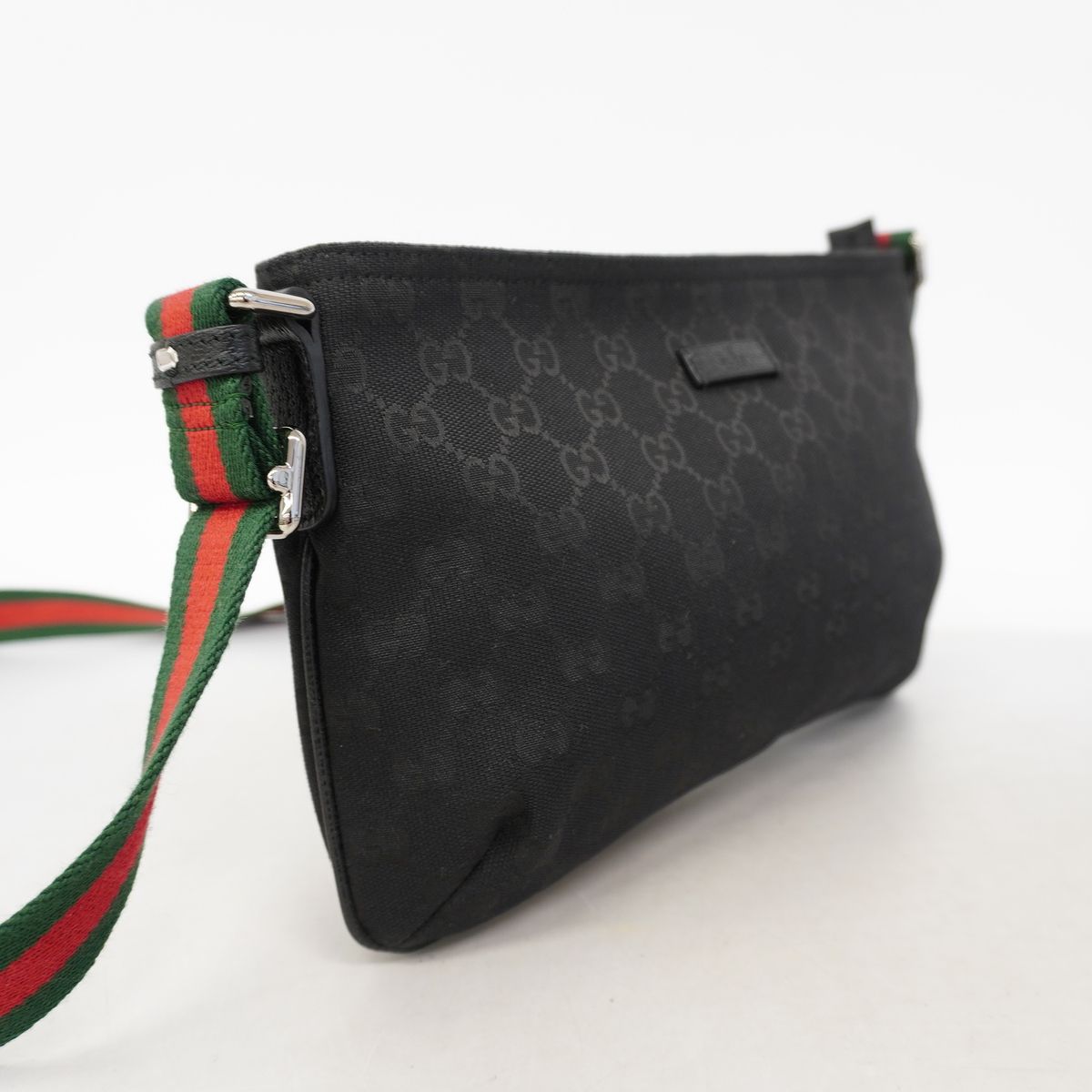 Gucci Shoulder Bag GG Canvas Black Silver — view 2