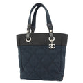 Chanel Tote Bag Paris Biarritz Canvas Navy Black Silver