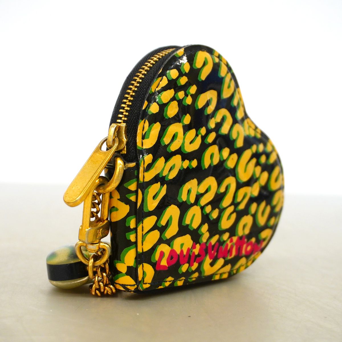Louis Vuitton Coin Purse Vernis Leopard Porte Monnaie Coeur Blue Infini — view 2