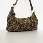 Fendi Shoulder Bag Zucca Nylon Canvas Brown Gold — view 2