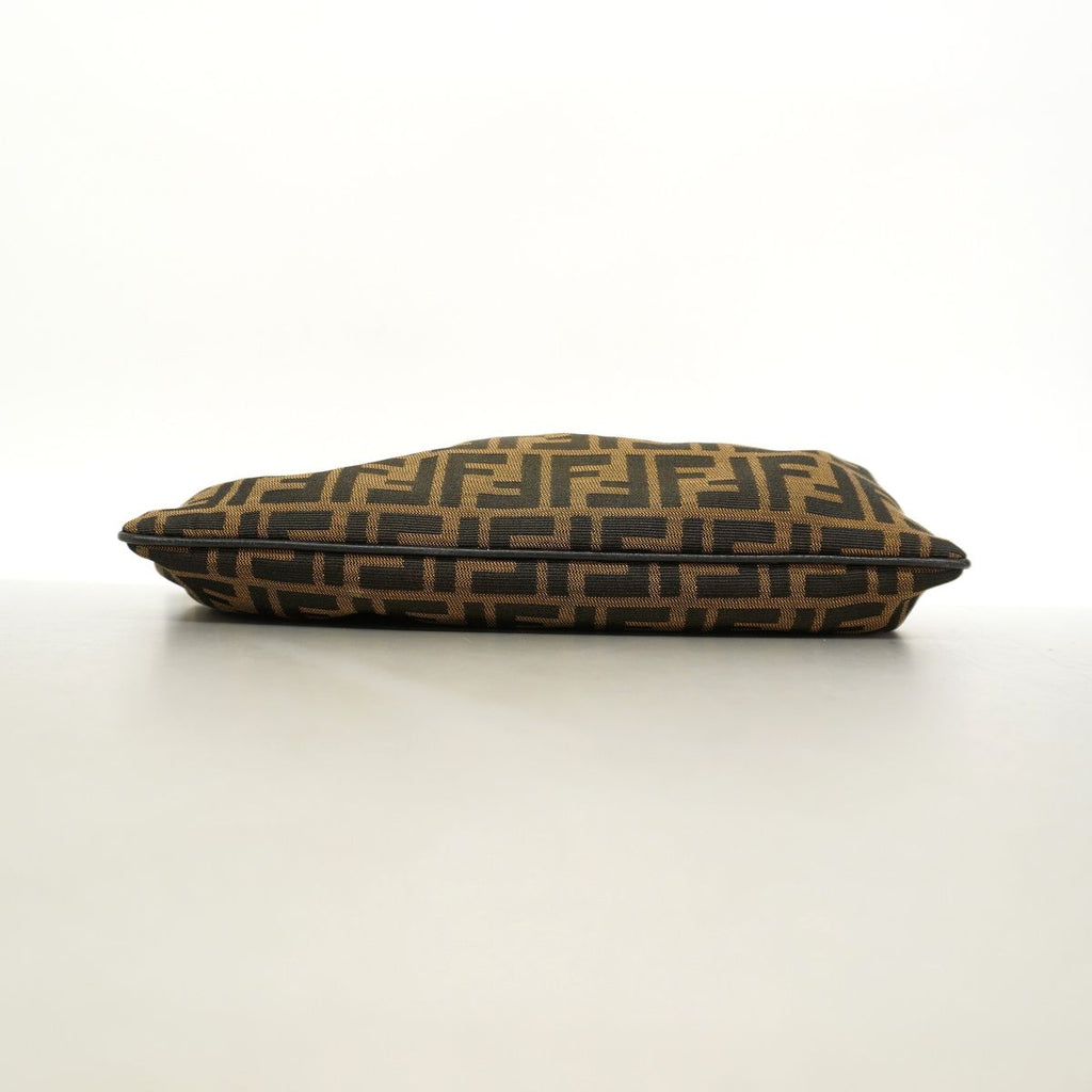 Fendi Shoulder Bag Zucca Nylon Canvas Brown Gold — view 3