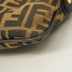 Fendi Shoulder Bag Zucca Nylon Canvas Brown Gold — view 6