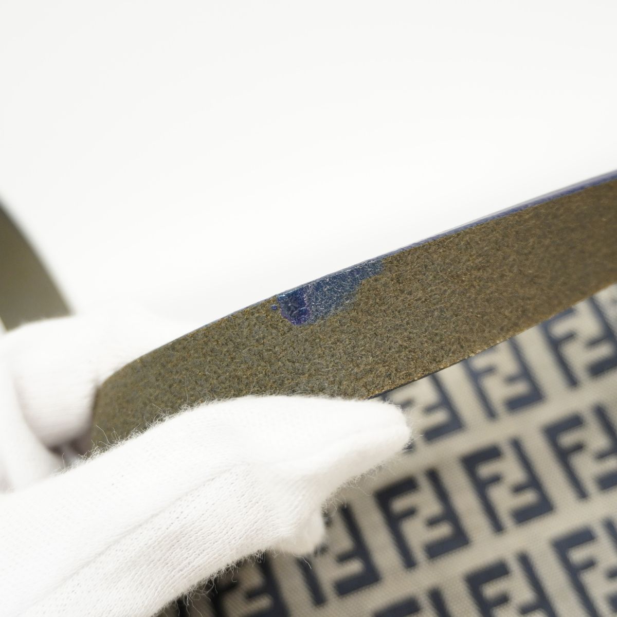 Fendi Handbag Zucchino Mamma Bucket Nylon Canvas Gray Navy Silver — view 6