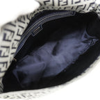 Fendi Handbag Zucchino Mamma Bucket Nylon Canvas Gray Navy Silver — view 4