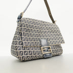 Fendi Handbag Zucchino Mamma Bucket Nylon Canvas Gray Navy Silver — view 2