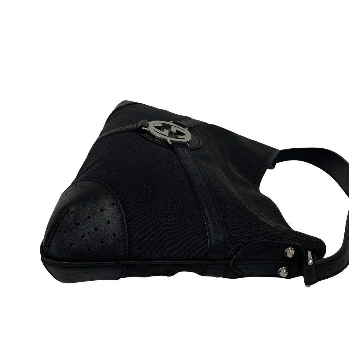 Gucci Interlocking G Canvas Leather Shoulder Bag Black — view 6