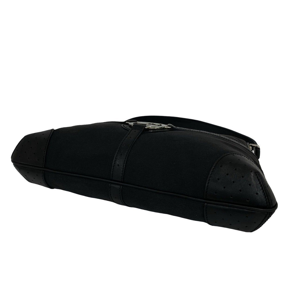 Gucci Interlocking G Canvas Leather Shoulder Bag Black — view 8