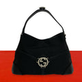 Gucci Interlocking G Canvas Leather Shoulder Bag Black