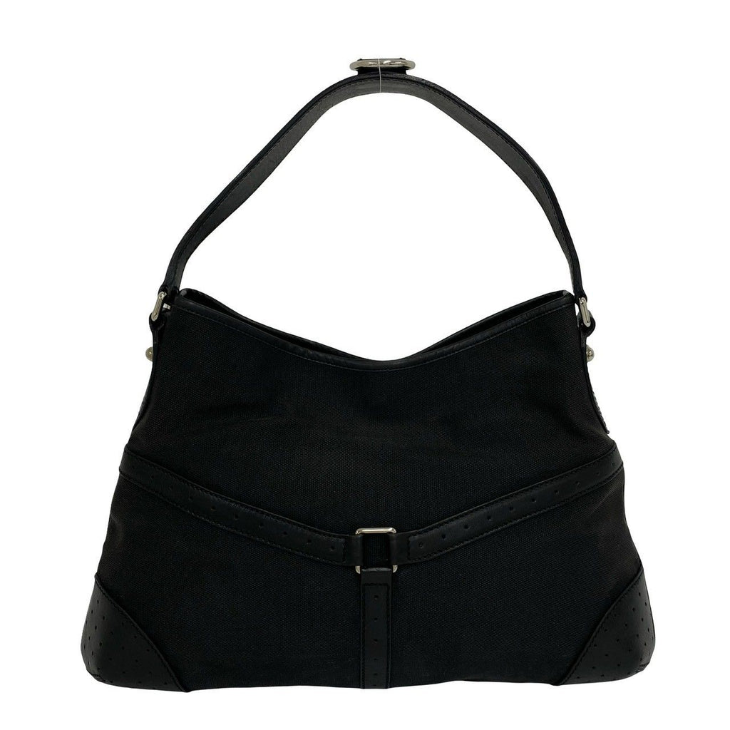 Gucci Interlocking G Canvas Leather Shoulder Bag Black — view 3
