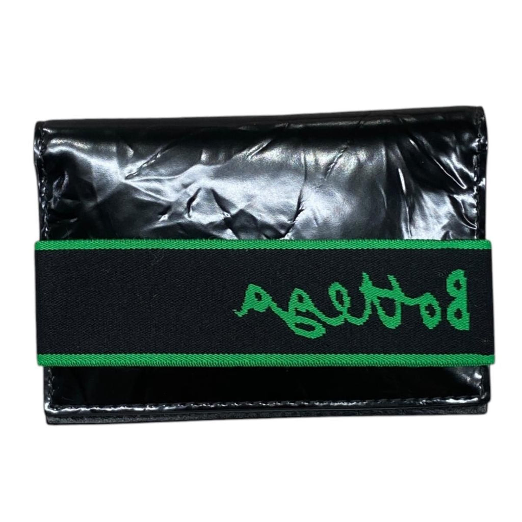 Bottega Veneta Card Case Flap Leather Black Green