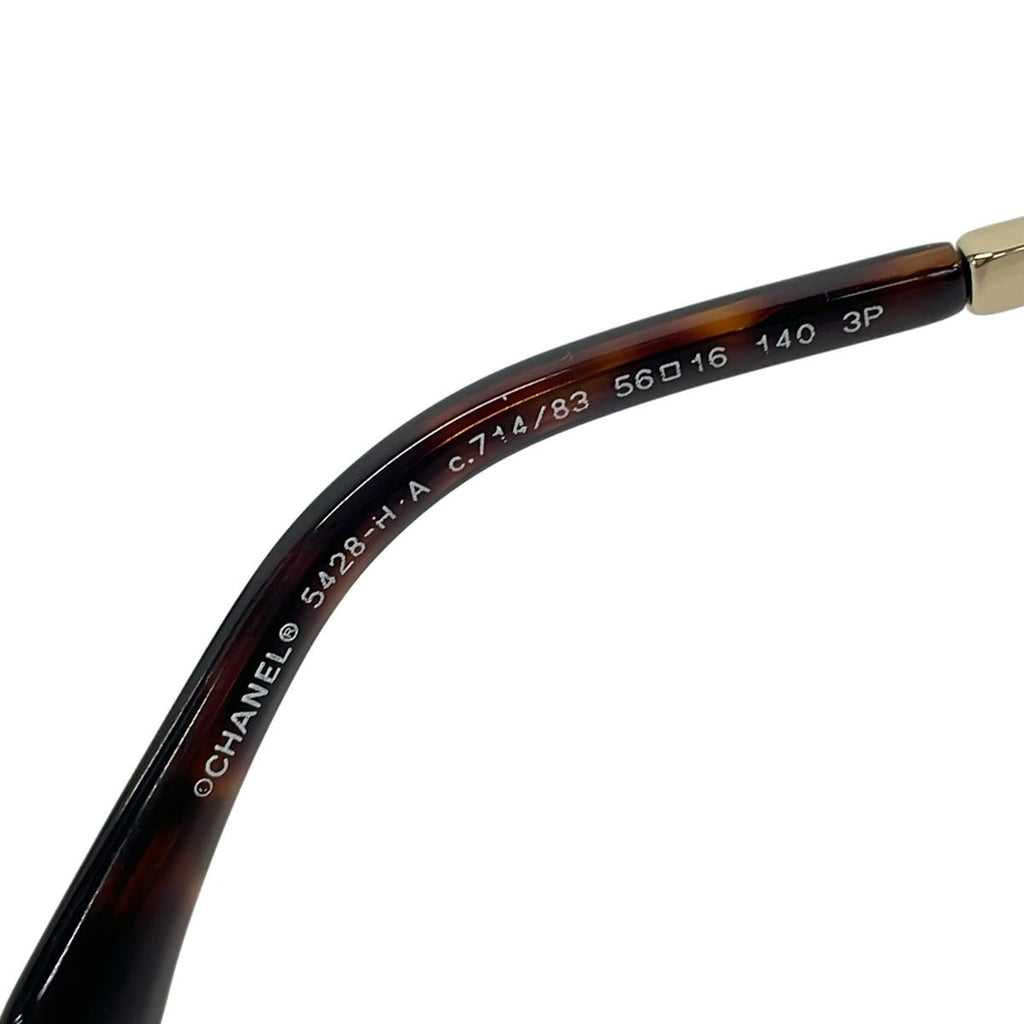 Chanel Sunglasses Black Dark Brown Gold Faux Pearl Eyewear — view 4