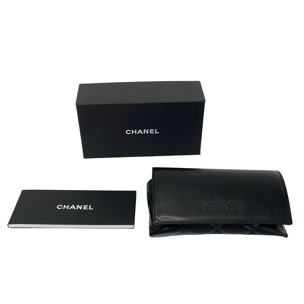 Chanel Sunglasses Black Dark Brown Gold Faux Pearl Eyewear — view 5