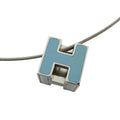 Hermes Cage D'h H Cube Metal Light Blue Necklace Silver