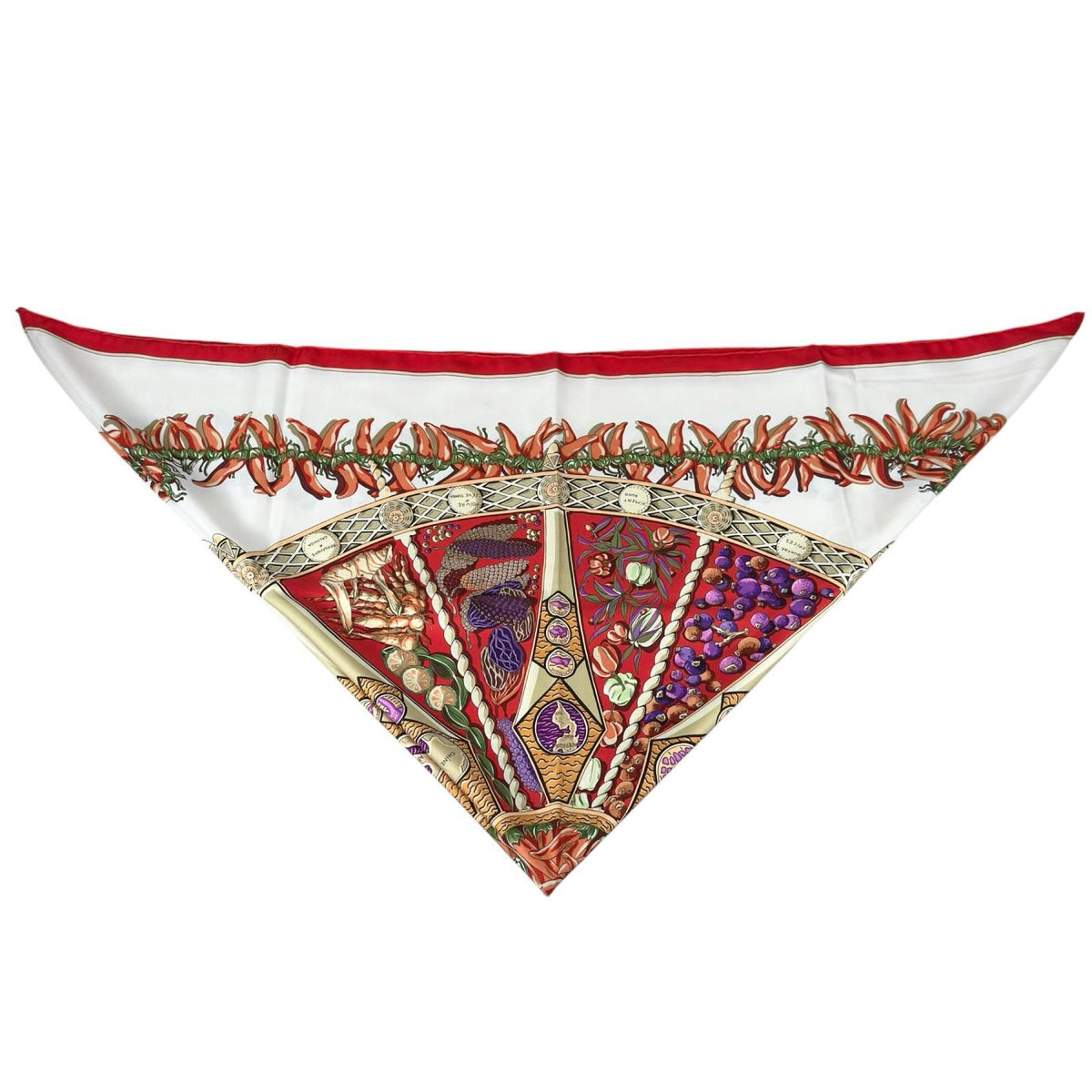 Hermes Carre 90 Aux Pays Des Epices Silk White Scarf — view 4