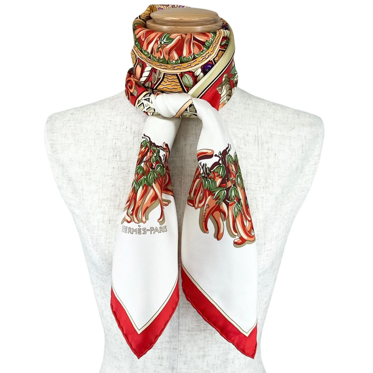 Hermes Carre 90 Aux Pays Des Epices Silk White Scarf — view 2
