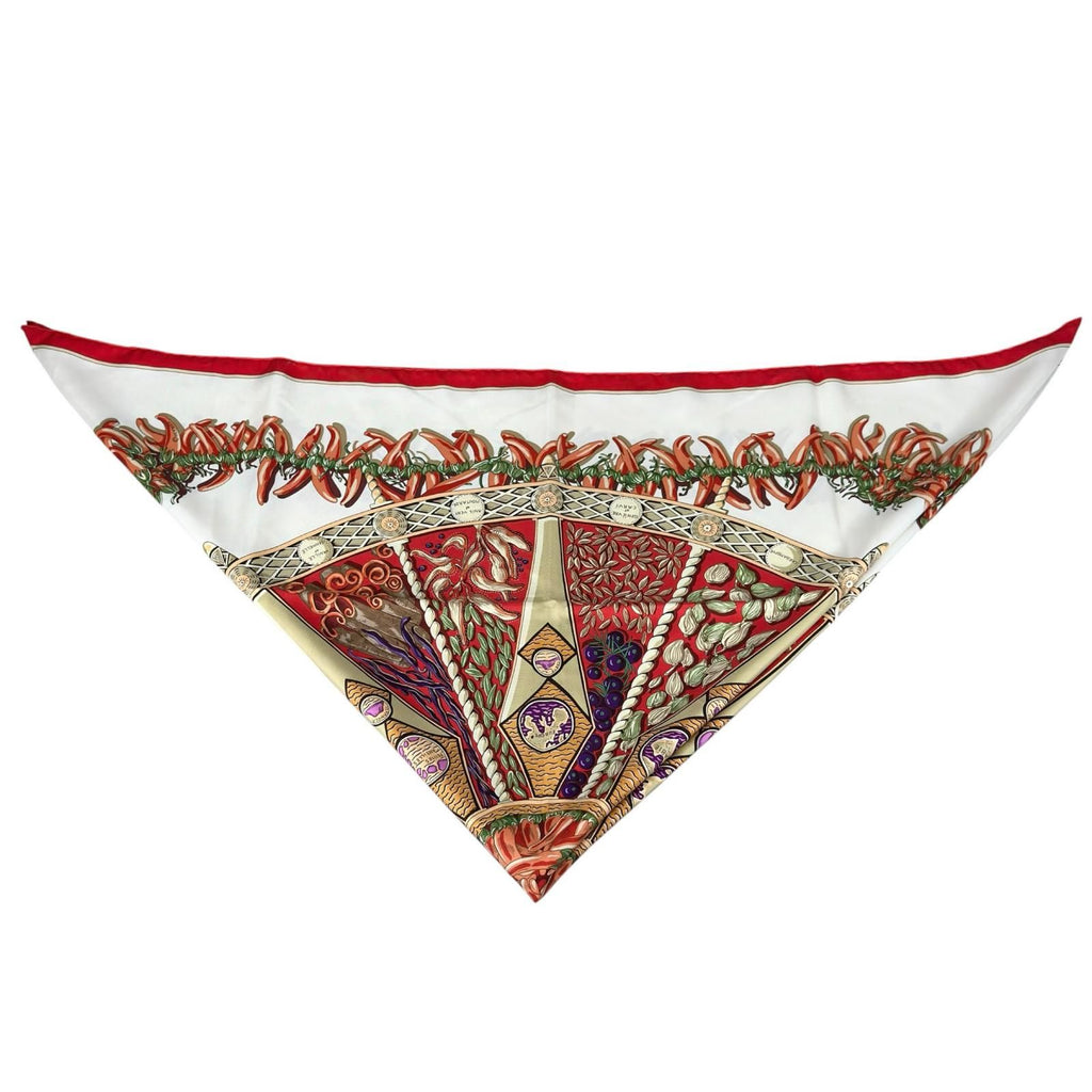Hermes Carre 90 Aux Pays Des Epices Silk White Scarf — view 3