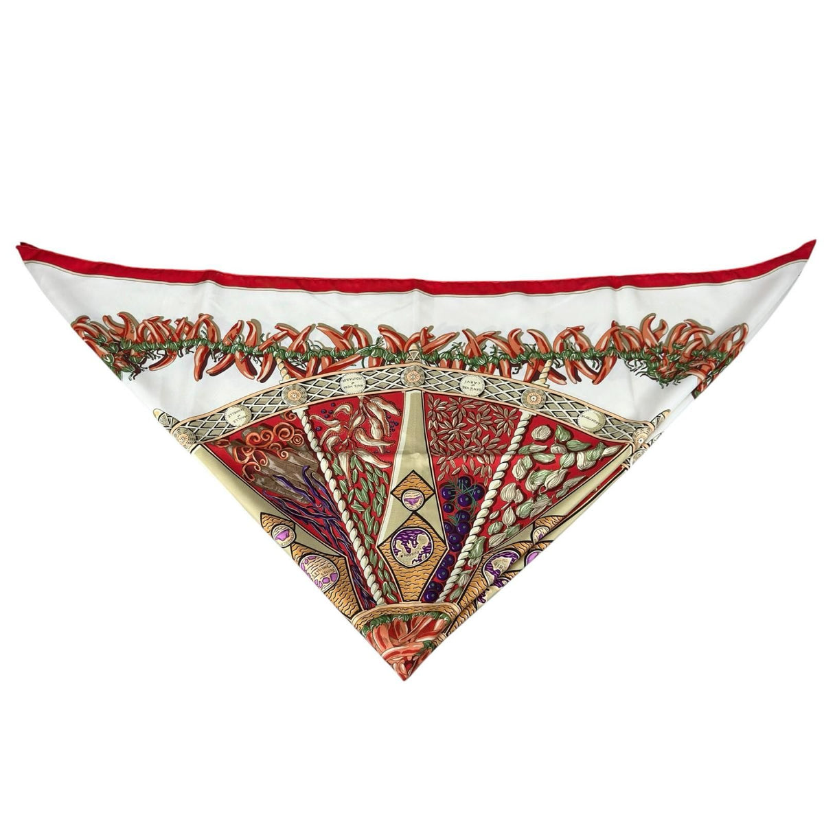 Hermes Carre 90 Aux Pays Des Epices Silk White Scarf — view 3