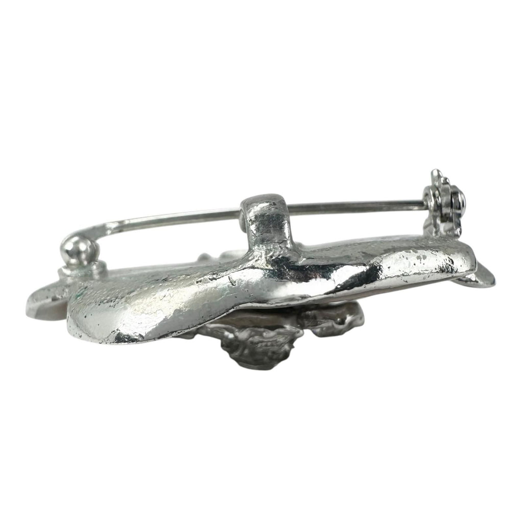 Chanel Camellia Motif CC Logo Silver Pink Brooch — view 3