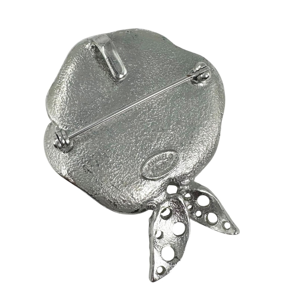Chanel Camellia Motif CC Logo Silver Pink Brooch — view 2