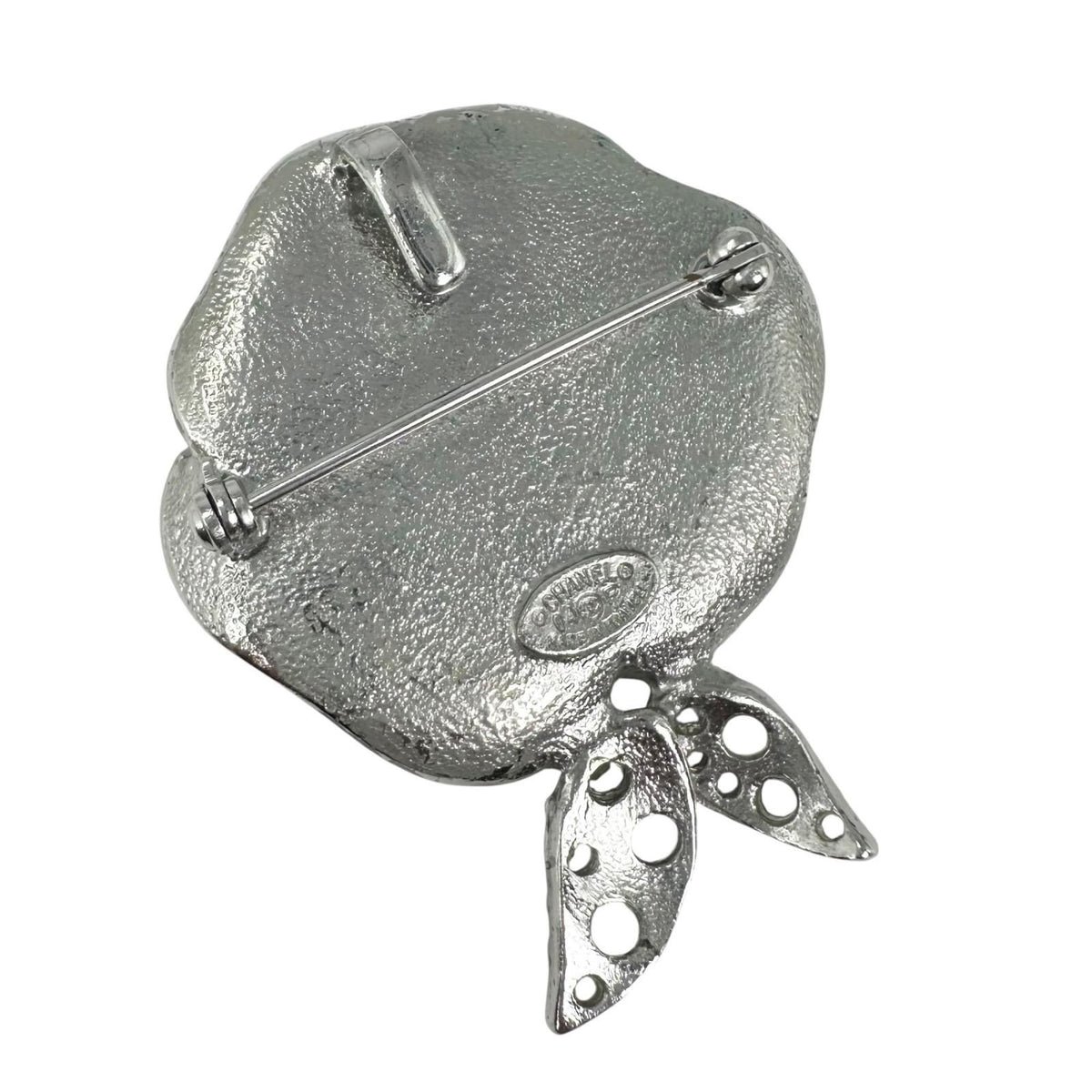 Chanel Camellia Motif CC Logo Silver Pink Brooch — view 2