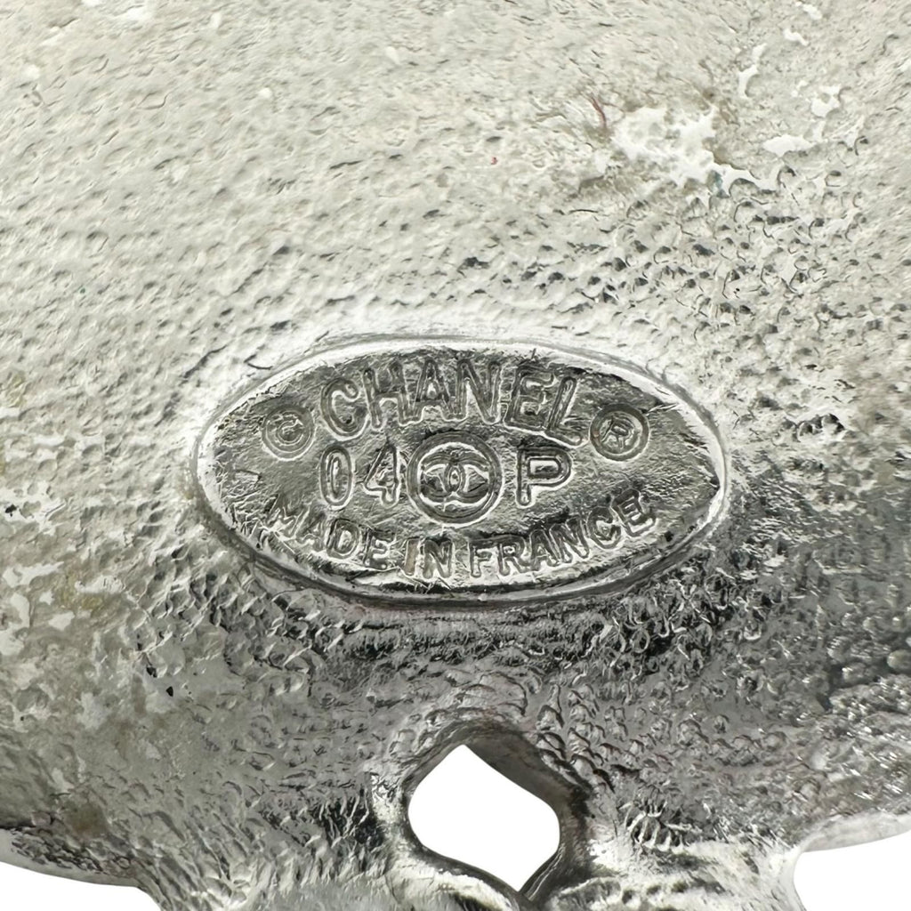 Chanel Camellia Motif CC Logo Silver Pink Brooch — view 5