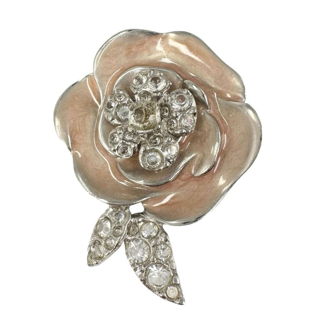 Chanel Camellia Motif CC Logo Silver Pink Brooch