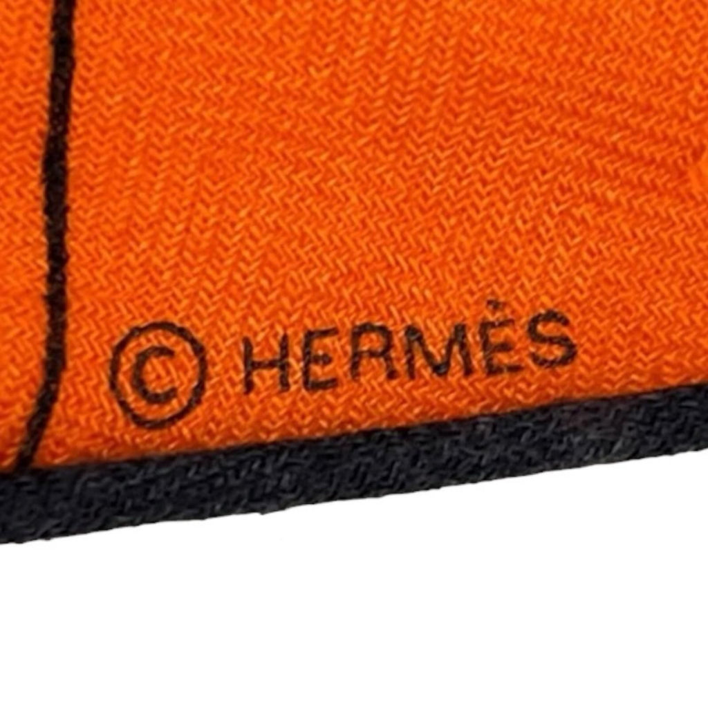 Hermes Losange Dragon Flash Silk Cashmere Orange Scarf — view 5