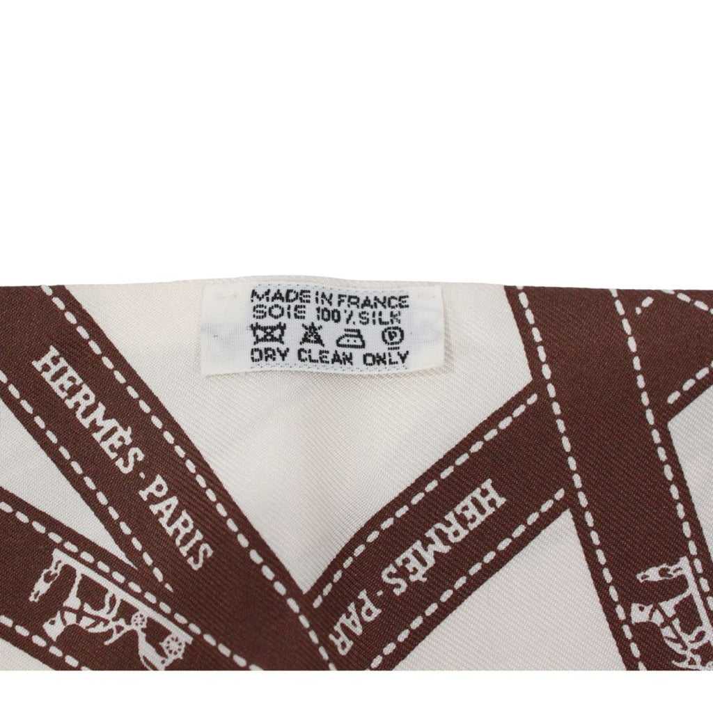Hermes Twilly Bolduc Silk Ivory Brown Scarf — view 4