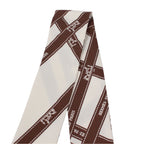 Hermes Twilly Bolduc Silk Ivory Brown Scarf — view 6