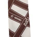 Hermes Twilly Bolduc Silk Ivory Brown Scarf — view 5