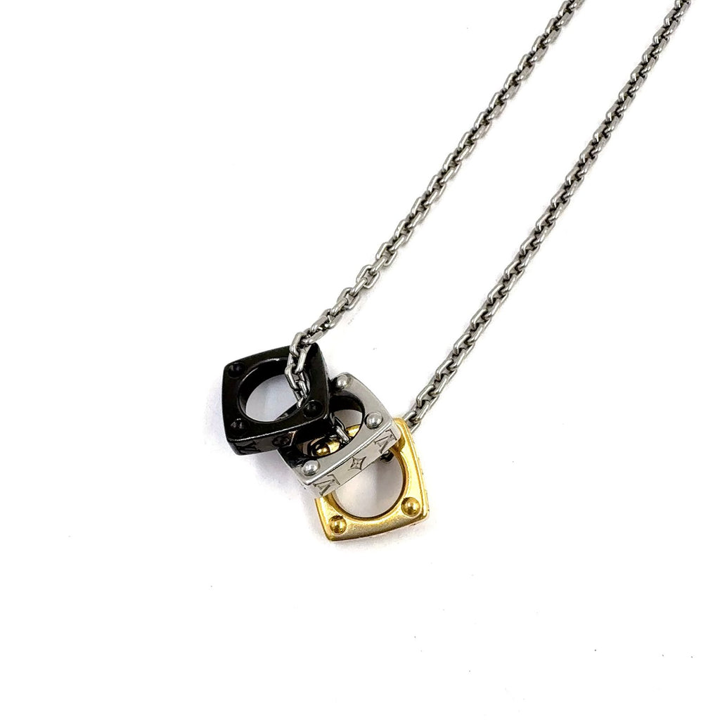 Louis Vuitton Pendant Monogram Gold Metal Multicolor Necklace — view 2