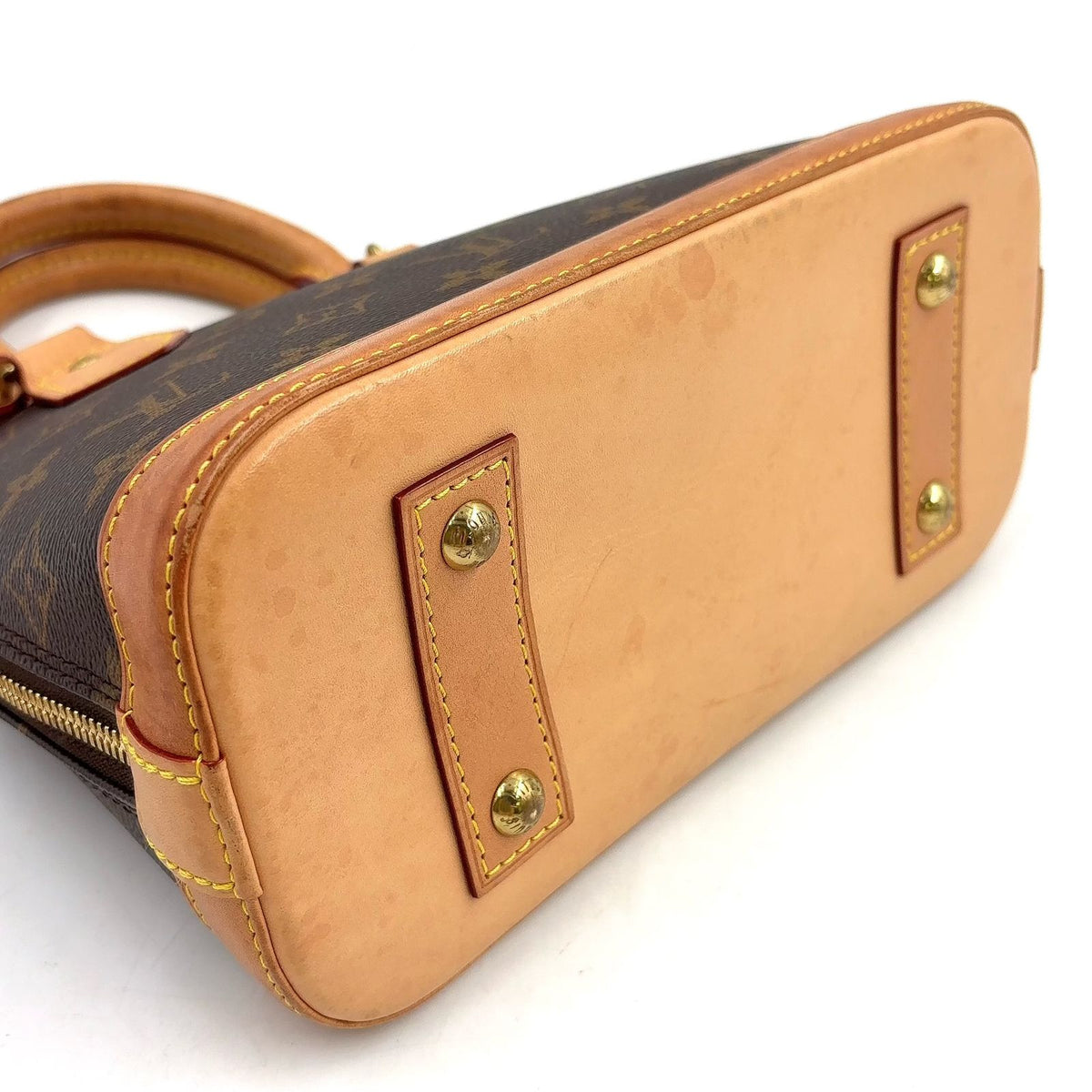 Louis Vuitton Alma BB Monogram Leather Brown Handbag Gold — view 7