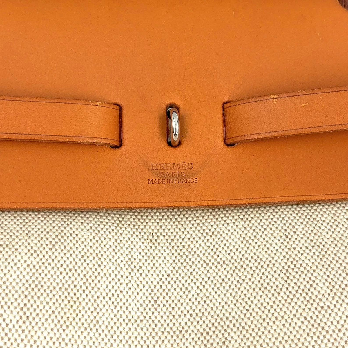 Hermes Herbag a Dos PM 2-Way Shoulder Bag Leather Canvas Beige Light Brown — view 4
