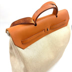 Hermes Herbag a Dos PM 2-Way Shoulder Bag Leather Canvas Beige Light Brown — view 8