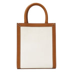 Celine 2-Way Shoulder Bag Mini Vertical Cabas Canvas Leather Tan Logo — view 2