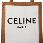Celine 2-Way Shoulder Bag Mini Vertical Cabas Canvas Leather Tan Logo — view 6