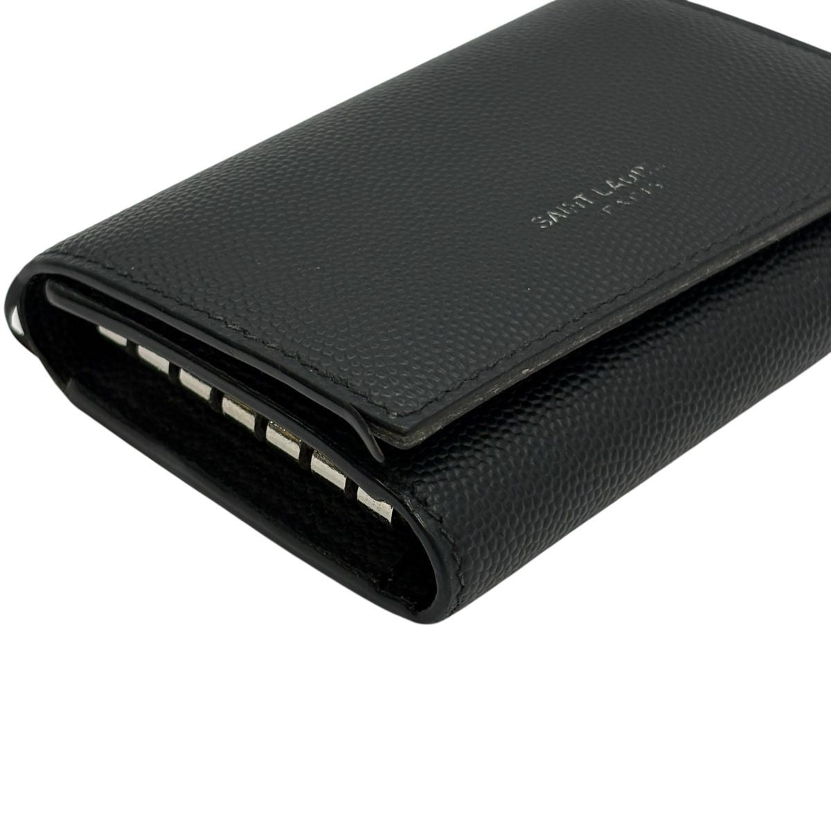 Saint Laurent Key Case 6 Leather Black Paris Key Holder — view 3