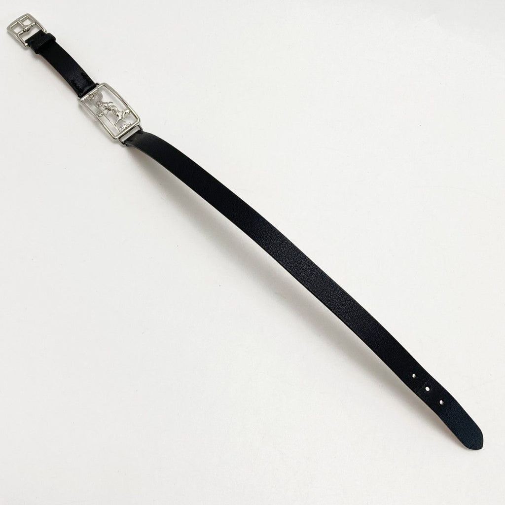 Hermes Caleche Double Tour Black Bracelet Leather Silver — view 5