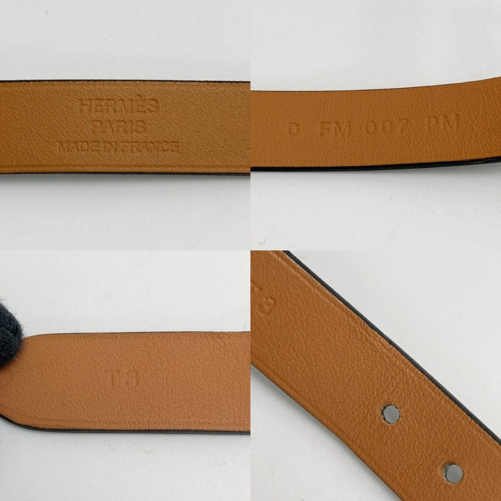 Hermes Caleche Double Tour Black Bracelet Leather Silver — view 6