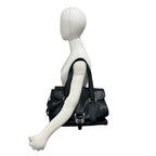 Celine Vintage Logo Perforated Leather Tote Boston Bag Black — view 2