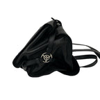 Celine Vintage Logo Perforated Leather Tote Boston Bag Black — view 6