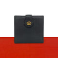 Gucci Vintage GG Logo Leather Bifold Wallet Mini Card Case Black