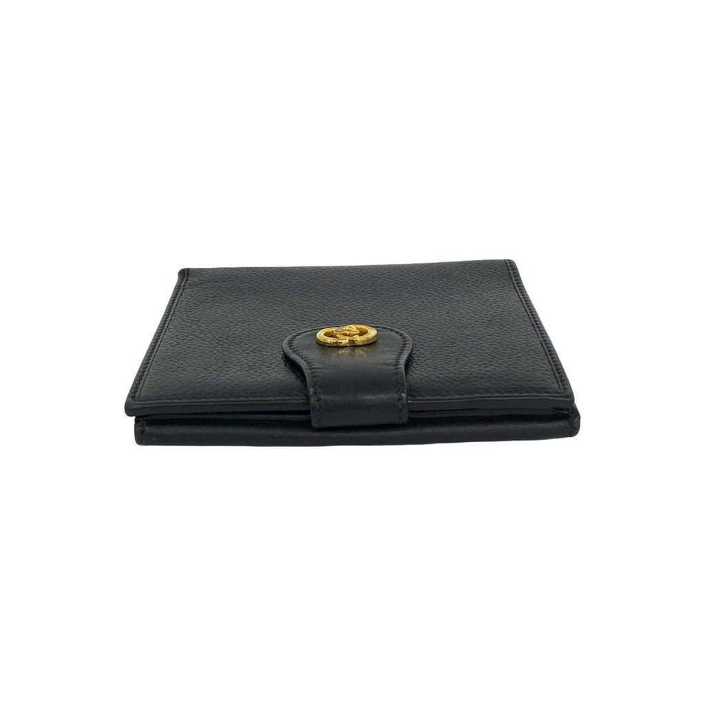 Gucci Vintage GG Logo Leather Bifold Wallet Mini Card Case Black — view 3