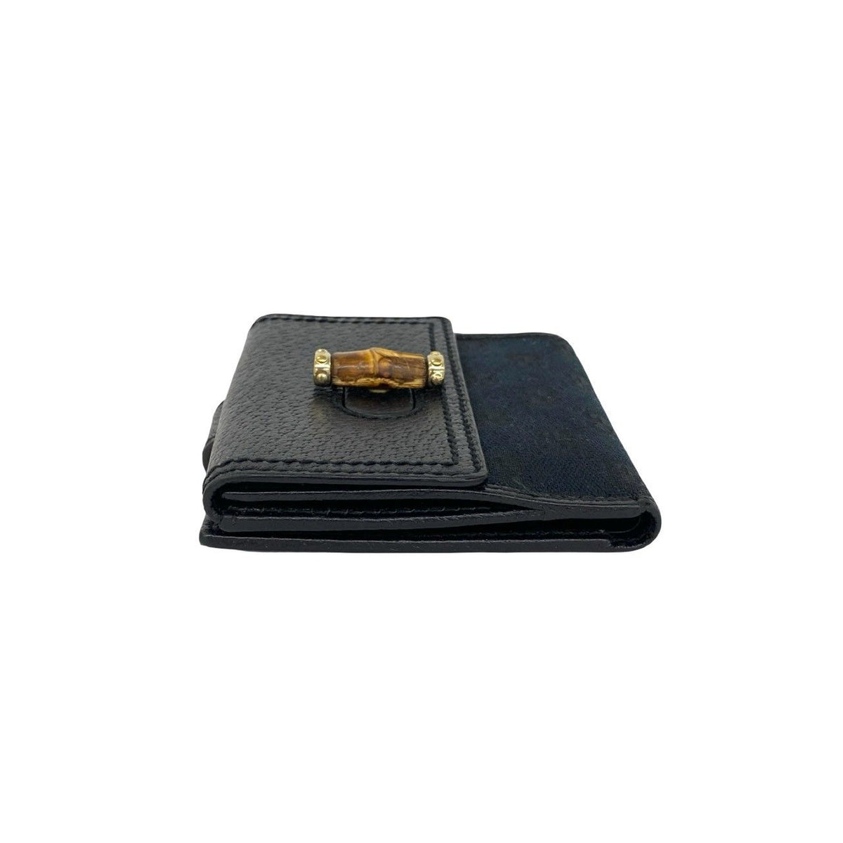 Gucci Bamboo GG Pattern Leather Bifold Wallet Mini Black — view 4